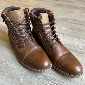 Hawker Rye Men’s Zip Up Lace Leather Brown Combat Boots size 11.5